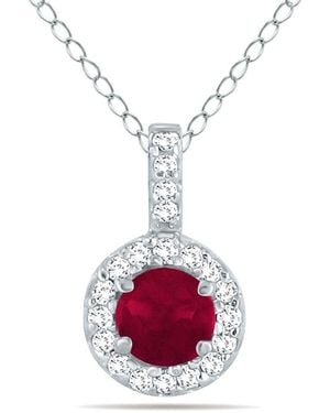 Gem Spark 14k 0.55 Ct. Tw. Diamond & Ruby Necklace - Pink
