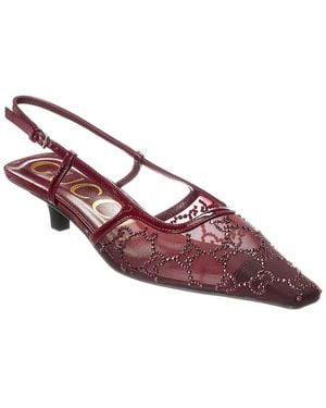 Gucci Gg Mesh & Suede Slingback Pump - Pink
