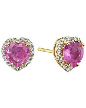 Forever Creations USA Inc. Forever Creations 14k 2.13 Ct. Tw. Diamond & Pink Sapphire Halo Heart Earrings