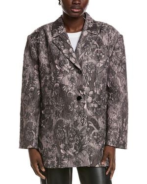 Ganni Rippled Jacquard Oversized Blazer - Brown