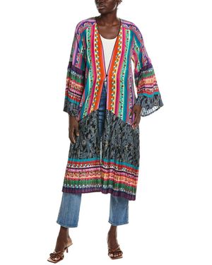 Johnny Was Gemma Pleated Silk Kimono - Blue