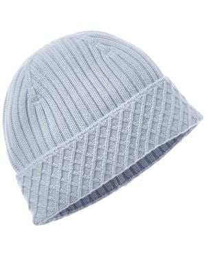 Bruno Magli Diamond Cuff Rib Cashmere Beanie - Blue
