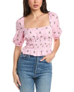 AFRM Haley Smocking Waist Puff Sleeve Top - Red