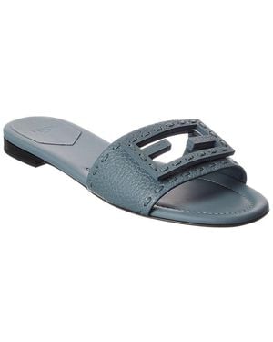 Fendi Ff Baguette Leather Sandal - Blue