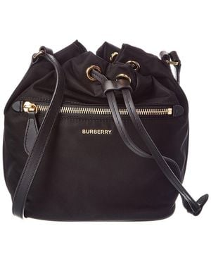Burberry Drawstring Nylon Bucket Bag - Black