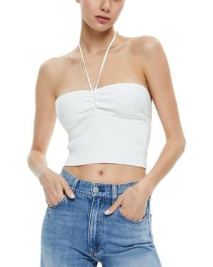 Alice + Olivia Linnie Ruched Halter Top - White