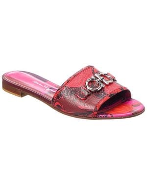 Ferragamo Gancini Leather Sandal - Red