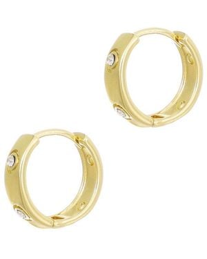 Adornia 14K Plated Cz-Dotted Hoop Earrings - Metallic