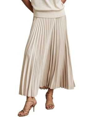 Reiss Seren Pleated Midi Skirt - Natural