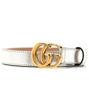 Gucci Metallic Calfskin Double G 20mm Belt 70 28 (authentic Pre-loved)