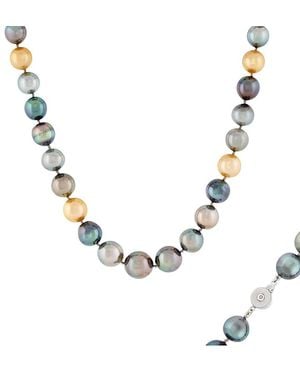 Masako Pearls Splendid Pearls 14K 0.02 Ct. Tw. Diamond & 11-13Mm Tahitian & South Sea Pearl Necklace - Metallic
