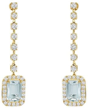 Sabrina Designs 14K 1.36 Ct. Tw. Diamond & Aquamarine Drop Earrings - Metallic