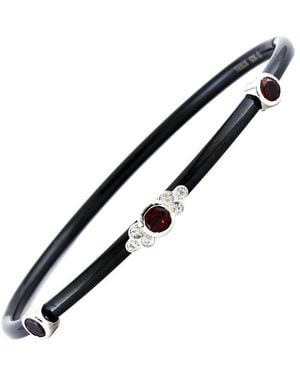 Gemstones 0.62 Ct. Tw. Diamond & Garnet Bangle - Metallic