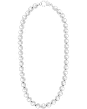 Italian Silver Bead Necklace - White