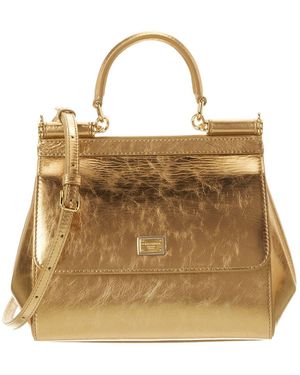 Dolce & Gabbana Sicily Medium Leather Satchel - Natural
