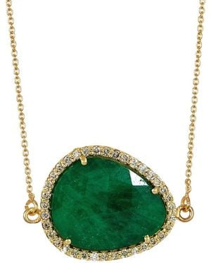 Liv Oliver 18K Platedtreated Emerald Cz Embellished Necklace - Green