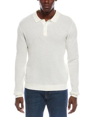 Onia Textured Knit Long Sleeve Polo Shirt - White