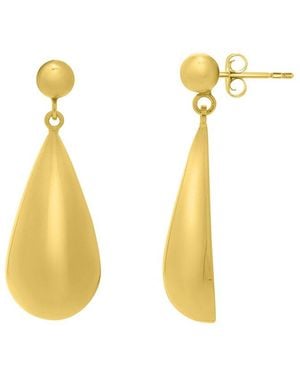 Italian Gold Over Silver 14k Drop Earrings - Metallic