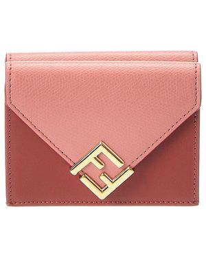 Fendi Ff Diamonds Leather Wallet - Pink