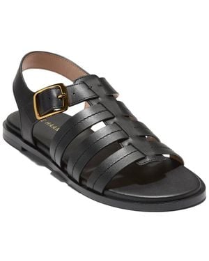 Cole Haan Flynn Fisherman Leather Sandal - Black