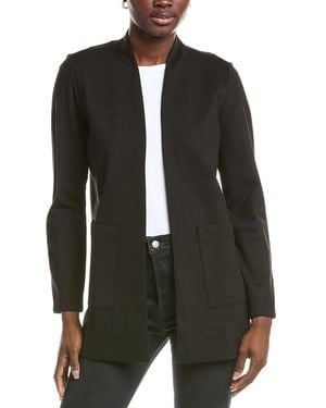 Eileen Fisher Petite High Collar Long Jacket - Black