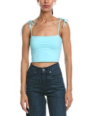 Susana Monaco Tie Shoulder Crop Top - Blue
