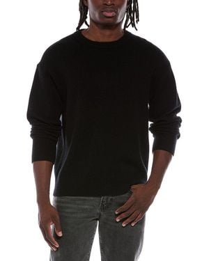 Helmut Lang Brushed Wool & Cashmere-Blend Crewneck Sweater - Black