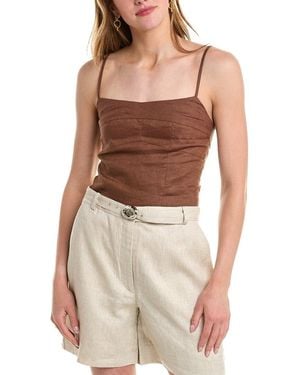 Nicholas Marjorie Seamed Linen Camisole - Brown