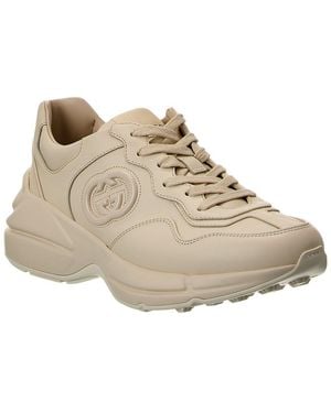 Gucci Rhyton Leather Trainer - Natural