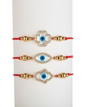 Eye Candy LA Cz Hamsa Eye Bracelet Set - Grey