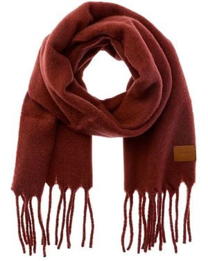 Vince Lofty Solid Leather-Trim Wool & Alpaca-Blend Scarf - Red