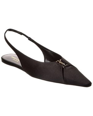 Saint Laurent Babylone Satin Slingback Flat - Black