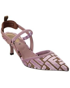 Fendi Colibri Lite Ff Jacquard Velvet Slingback Pump - Pink