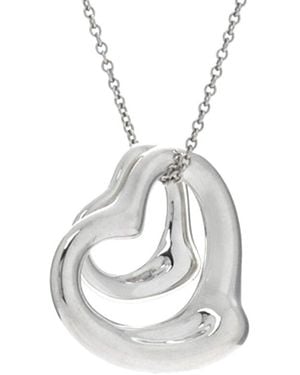 Tiffany & Co. & Co. Silver Elsa Peretti Double Open Heart Pendant Necklace (authentic Pre-loved) - Metallic