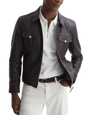 Reiss Carp Leather Jacket - Black
