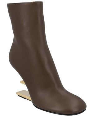 Fendi Leather Heeled Bootie, Never Worn (Authentic Pre-Loved) - Brown