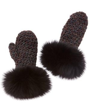 Surell Fleece-Lined Knit Mittens - Brown