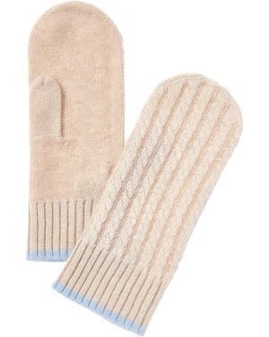 Forte Cashmere Plaited Baby Cable Cashmere Mittens - Natural