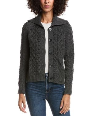 Forte Wool & Cashmere-Blend Luxe Cable Cardigan - Black