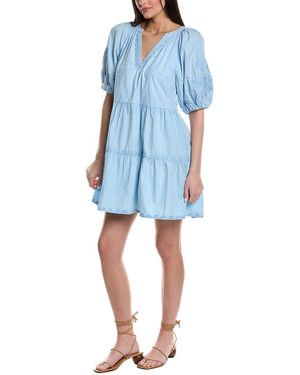 Velvet By Graham & Spencer Embroidered Balloon Sleeve Mini Dress - Blue