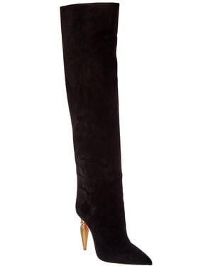 Christian Louboutin Suede Knee Boot - Black
