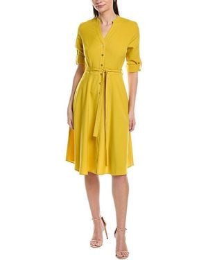 Sharagano Short Sleeve Shirtdress - Yellow