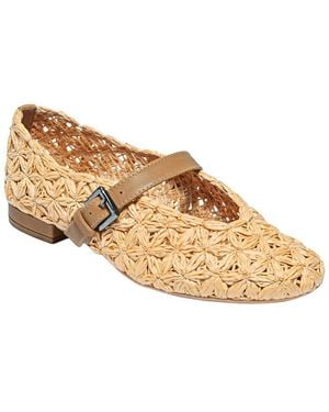 Bernardo Borden Raffia Leather Mary Jane Flat - Natural