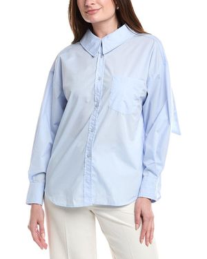 Gracia Big Bow Back Pearl Strand Top - Blue