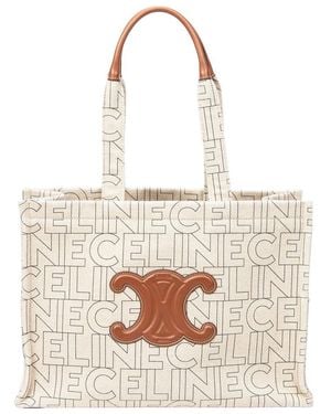 Celine Beige Canvas Large Triomphe Cabas (authentic Pre-loved) - Natural