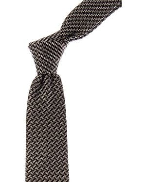 Canali Check Silk Tie - Black