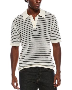 Slate & Stone Textured Stripe Polo Jumper - White