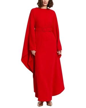 Mac Duggal Crepe Boat Neck Kaftan Dress - Red