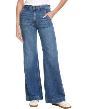 ASKK NY Summer Linen-Blend Medium Wash Wide Leg Jean - Blue