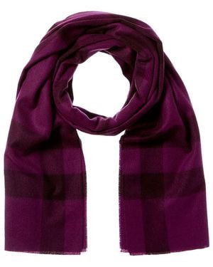 Amicale Cashmere Exploded Plaid Cashmere Scarf - Purple